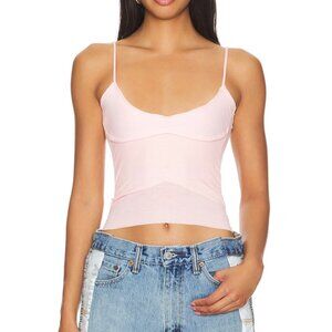 NEW SAMI MIRO VINTAGE Low Back Double Layer Tank Morganite Light Pink Cami
